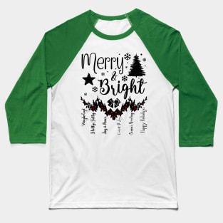 Merry & Bright Text Garland in Dark Font Baseball T-Shirt